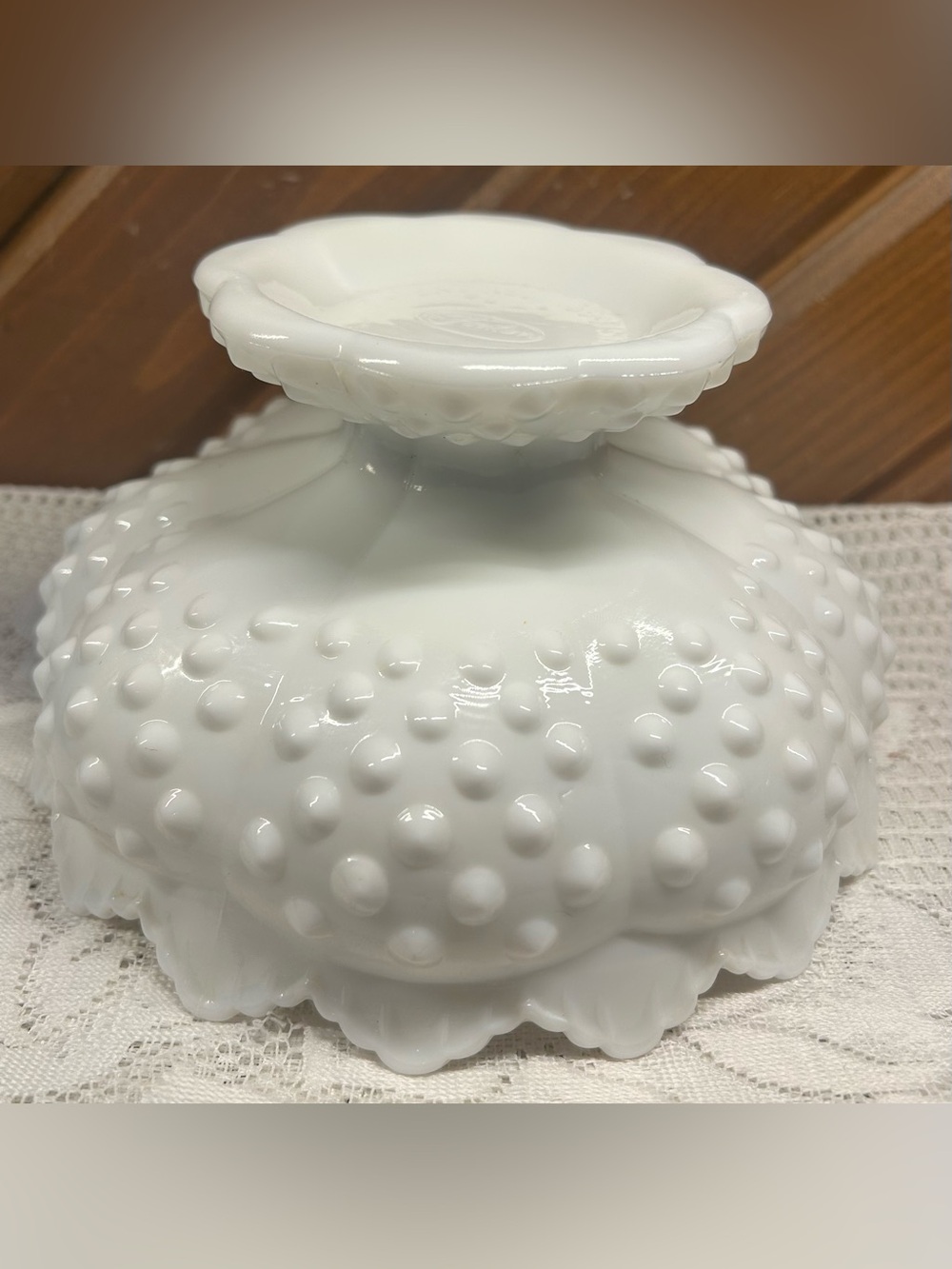 Vintage Fenton Hobnail Milk Glass Creative Candle Bowl - Picture 3 of 7